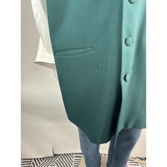 Giorgio B Tunic Vest With Collar Size 48 Green Polyester Fabric Covered Buttons - Picture 13 of 16